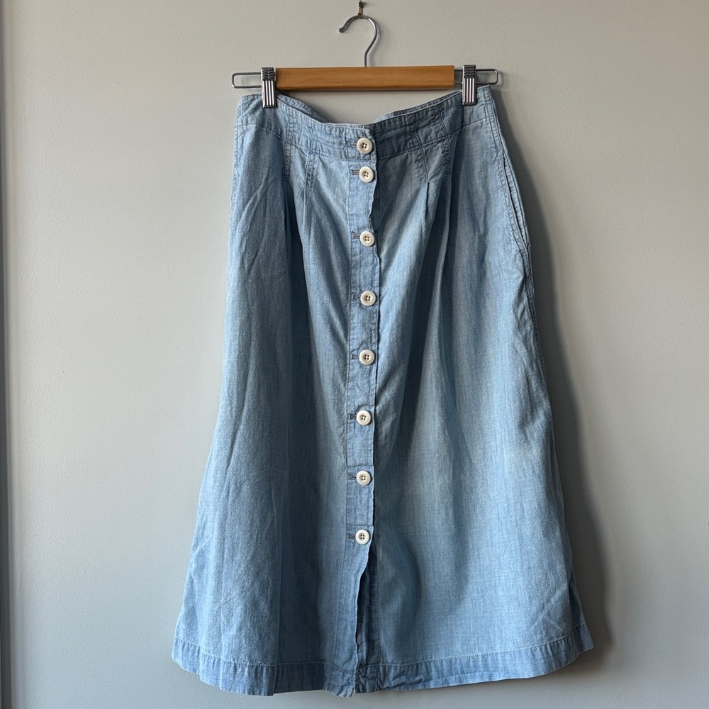 Madewell Light Denim Button-Front Midi Skirt